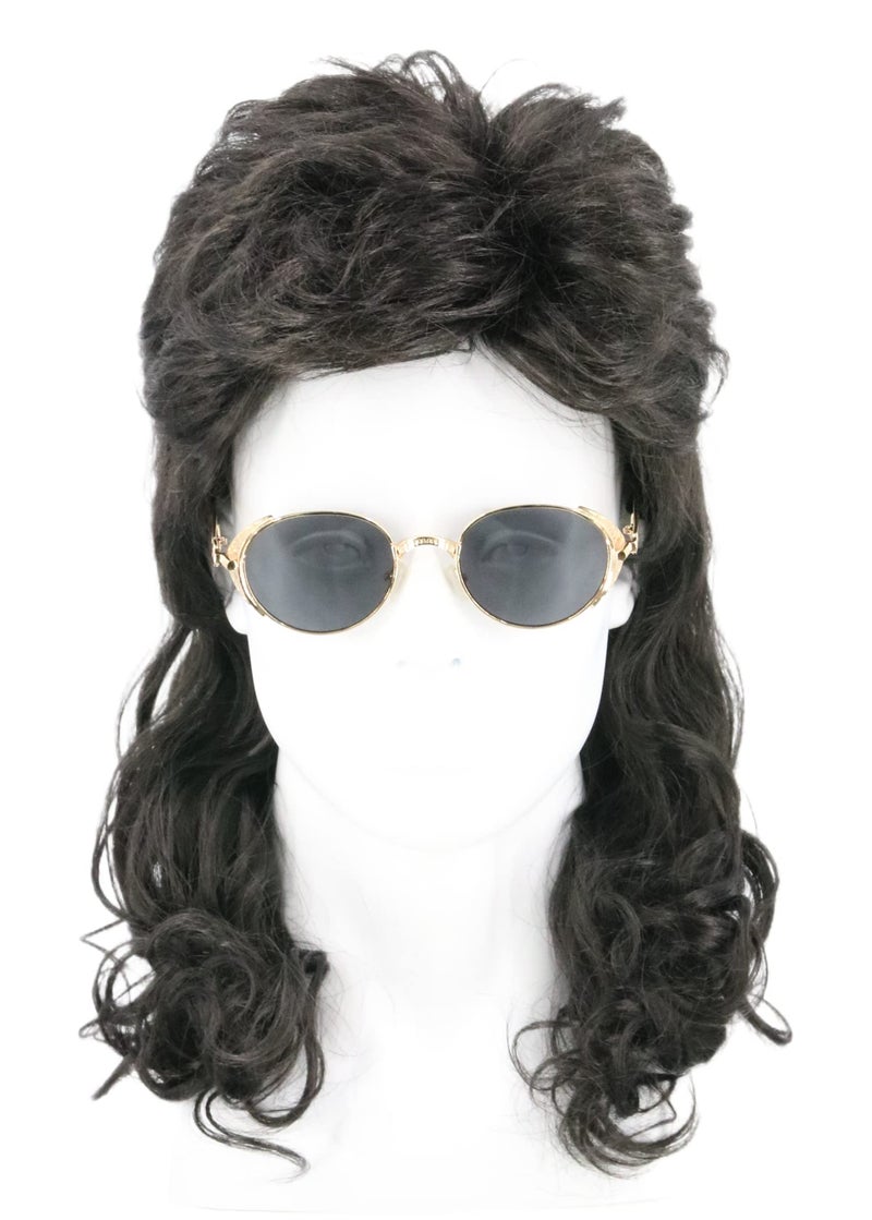 LeMarnia Men's Wig 80s Wig Black Mullet Wig Halloween Heavy Metal Rock Wig Costume Accessory Wig - Image 4
